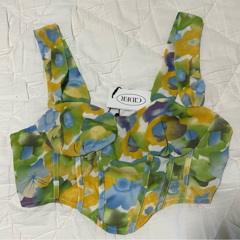 Cider Women's Floral Bustier Style Top